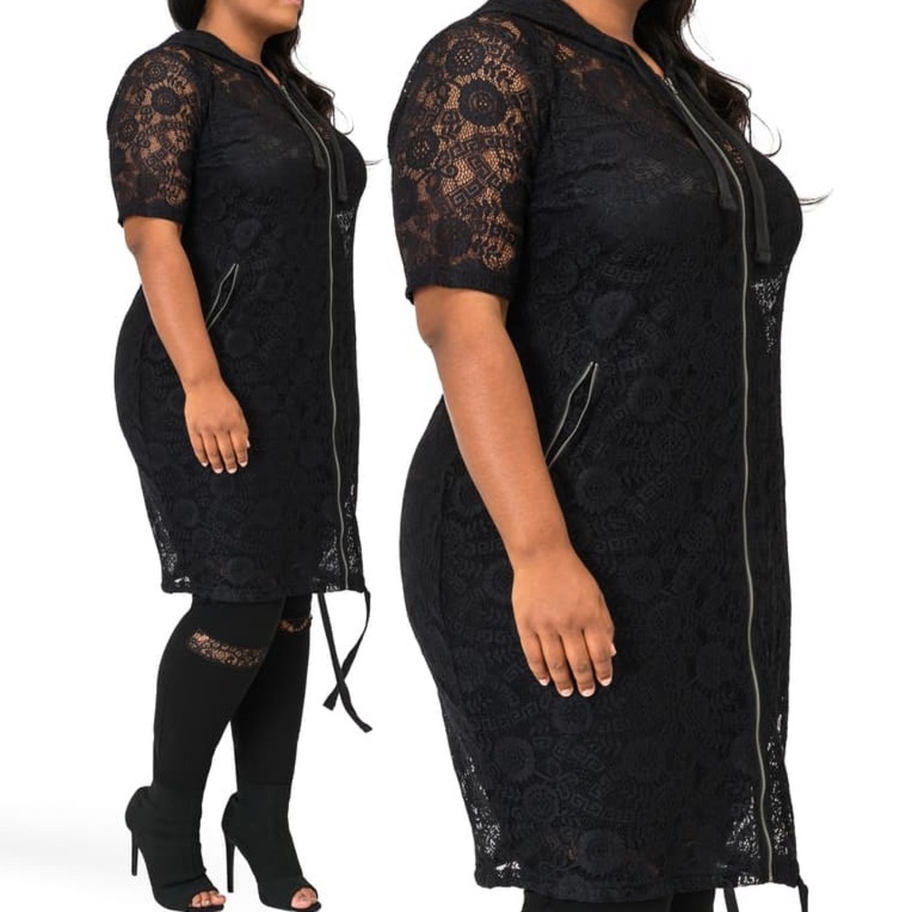 Kenny zip up sheer long lace hoodie